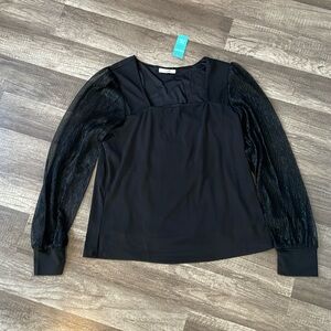 Black Sparkly Sleeve Top